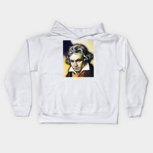 Ludwig van Beethoven Yellow Colourful Portrait | Ludwig van Beethoven Artwork 9 Kids Hoodie